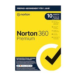 Norton 360 Premium 2021 | 10 appareils | 1 an d'abonnement avec extension automatique | VPN sécurisé et gestion de mot de passe | PC/Mac/Android/iOS | Code d'activation dans son emballage d'origine