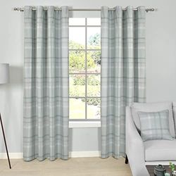 Sleepdown Printed Check Thermal Insulated Eyelet Curtains for Bedroom and Living Room - 90x90 - Green - 2 Panels, (5056242895718)