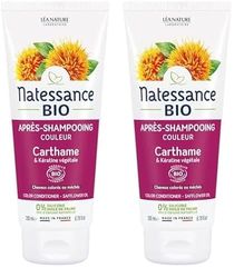 Natessance - Après-Shampooing Couleur - Carthame Bio & Kératine Végétale - Certifié Bio Cosmos Organic - Tube de 200 ml (Lot de 2)