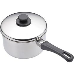 KitchenCraft Extra Djup Kastrull för Induktion med Lock, Rymmer 1 L, Rostfritt Stål, Silverfärgad, 14 cm, KCXDSAU14