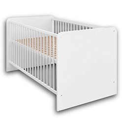 Stella Trading Paula Lit Bébé avec Surface de Couchage de 70 x 140 cm, Beau Lit à Barreaux pour un Sommeil Sûr, Blanc, Dimensions (l x H x P) 82 x 81 x 144 cm