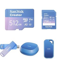 SanDisk Pro Consumer Kit (Includes: Creator microSD 256GB, Creator SD Card 256GB, Creator PhoneDrive 256GB, Creator USB Type-C Flash 1TB, Creator Pro Portable NVMe SSD 4TB,Creator Desk Drive 4TB)