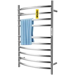 VEVOR Elektrische handdoekdroger 10 stangen gebogen handdoekenrek verwarmer handdoekverwarmer van roestvrij staal 45-55 °C timer voor het dragen van 5 kg badkamerkleding