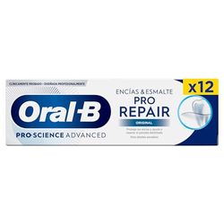Oral-B Pasta de Dientes Encías y Esmalte Pro-Repair, Original, (12 x 75ml) Protege las Encías y los Dientes Sensibles