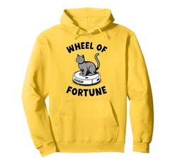 Wheel Of Fortune Cat On Robot Vacuum Cleaner Cat Pullover Hoodie