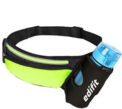 Edifit, Riñonera Running, Cinturón Portátil para Correr, Hombre, Mujer, Riñonera Deportiva, Accesorios, con Porta Botella, Impermeable, con Cierre Cremallera, Correa Ajustable y Reflectante (Amarillo)