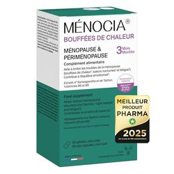Ménocia Bouffées de Chaleur – Complément alimentaire ménopause sans hormones – Bouffées de chaleur*, sommeil**, équilibre émotionnel** – 90 gélules – Made in France