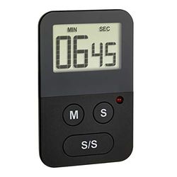TFA Dostmann Digitale timer, 38.2047.01, met stopwatch, alarm-LED, klein en handig, zwart, (l) 50 x (b) 9 x (h) 80 mm