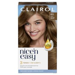 Clairol Nice'n Easy Crème, Natural Looking Oil Infused Permanent Hair Dye, 6G Light Golden Brown, 1 Count (Pack of 1)