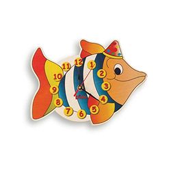 Dida – Horloge Murale en Bois Enfant – Poisson – Horloge en Bois pour Chambre d'enfant
