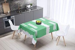 Bonamaison, Anti-moisissure, Séchage Rapide, Résistant aux Taches, Lavable en Machine, 100% Polyester Nappe de Table, Vert pétrole, Blanc, 140 x 140 Cm - Conçu et Fabriqué en Turquie