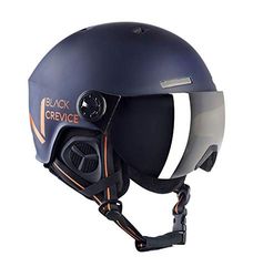 BLACK CREVICE Casque de Ski Sölden I Casque avec visière en Style Pilote de différentes Couleurs I Casque Hommes & Femmes I Casque de Snowboard Unisexe I Casque (S, Marine Mat/Orange)