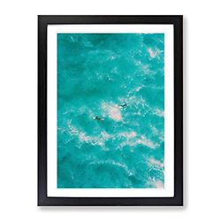 Surfers In Brazil Modern Framed Wall Art Print, Ready to Hang Picture for Living Room Bedroom Home Office Décor, Black A2 (64 x 46 cm)