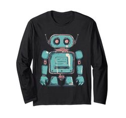 Pequeño robot lindo, robot vintage para niños Manga Larga