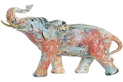 DKD Home Decor Statuetta decorativa resina elefante (28 x 13 x 23,5 cm)