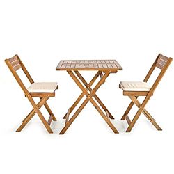 Estosa - Set tavolo in legno da giardino Set tavolo + sedie in legno di acacia, facile da chiudere per il trasporto e per utilizzare in giardino, giardinaggio, campeggio (Acacia, Genova 2 sedie)