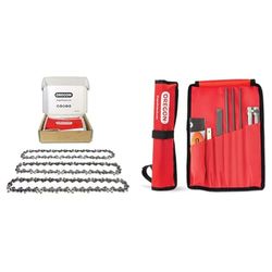 Oregon - Lot de 3 Chaînes d'Élagueuse sur Perche et Kit d'Affûtage - Chaîne pour Guide de 8" (20 cm), 33 Maillons d'Entraînement, Faible Rebond, Compatibles avec Bosch, Black & Decker