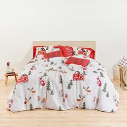 Belum dekbedovertrek voor Kerstmis, 50% katoen, 50% polyester, dekbedovertrek met knopen, Lapland 19, 200 x 200 cm