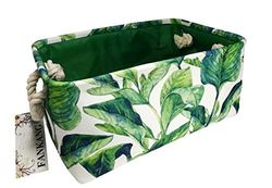 FANKANG Rechthoekige stoffen opbergmand, wasmand met dinosaurus-opdruk voor kinderkamer, opbergmand, boekentas, geschenkmanden groene plant