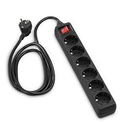 Hama 30394 Extensão de 6 tomadas com interruptor, 230 V, 1,4 m, preto
