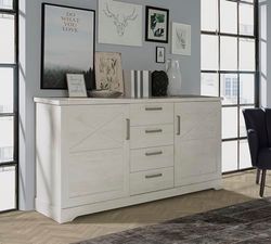 Forte ROCKHAMPTON Comò con 2 ante e 4 cassetti, in legno, decorazione pino bianco, L x A x P: 182,9x91x42