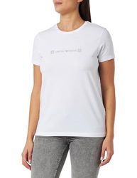 Emporio Armani Maglietta Girocollo da Donna in Cotone Tartan Natalizio T-Shirt, Bianco, M