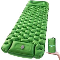 Sleeping Pad - WANNTS Ultralight Inflatable Sleeping Pad for Camping, 75''X25'', Built-in Pump, Ultimate for Camping, Hiking - Airpad, Carry Bag, Repair Kit - Compact & Lightweight Air Mattress(Green)