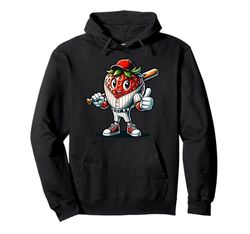 Giocatore Di Baseball Fragola Sportivo Divertente Per Tutti Felpa con Cappuccio