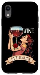 Carcasa para iPhone XR Estilo Vintage Amante Del Vino Retro Mujer Sosteniendo Copa De Vino