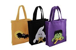 Pack 3 borsette Halloween panno nero/viola/arancio23x25 cm