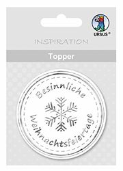 Ursus- Topper per Festa di Natale, 8 Pezzi, Bianco/Argento, Colore, 56690013