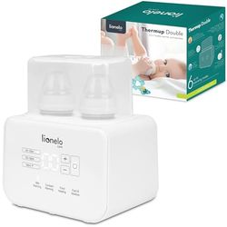 LIONELO Thermup Dubbele Flessenwarmer 6in1 | Verwarmt 2 Flessen Tegelijk | Sterilisatie, Ontdooien, Potjes Verwarmen, Houdt Temperatuur | Snel Verwarmen in 3 Minuten | BPA vrije | Verstelbare temp C°