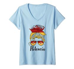 Mujer Palencia Girl, Bandera España España Camiseta Cuello V