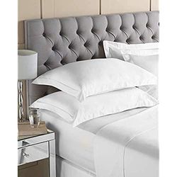 Riva Paoletti Super King Quality Flat Sheet Optic White 200 Thread Count 100% Plain Cotton Percale Machine Washable 305 x 275cm (120" x 108" inches), Superking