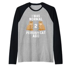 Vintage Lindo Gato Persa Yo Era Normal 2 Gato Persa Hace Camiseta Manga Raglan