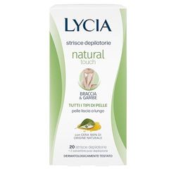 Lycia - Strisce Depilatorie Gambe e Braccia, Natural Touch, Con Cera 100% di Origine Naturale, Per Tutti i Tipi di Pelle, 20 Strisce