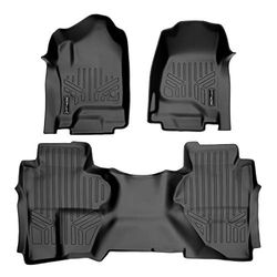 MAXLINER Lot de Tapis de Sol à 2 rangées pour Cabine Double Silverado/Sierra 1500-2015-2019 2500/3500 HD Noir
