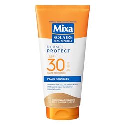 Mixa Solaire Skin Sensible – Latte solare ad alta protezione SPF30 UVA, UVA lunghi, UVB – Bambini adulti – Resistente all'acqua – Ipoallergenico, senza profumo – 175 ml