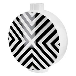 GILDE Chevron Lid Vase Ceramic Graphic Pattern Round Glazed Black White Height 33 cm