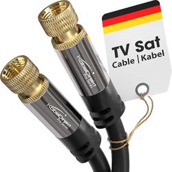KabelDirekt – Sat Kabel, Antennekabel, Coaxkabel – 7,5m – 4K TV Kabel met metalen F-connector – Verkrijgbaar in 0,5-30m (voor radio/TV, DVB-T, DVB-C, DVB-S/DVB-S2, internet, zwart)
