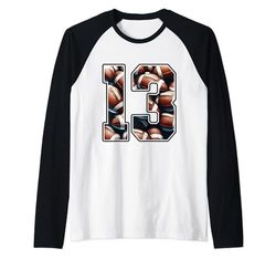 Jugador de fútbol americano de 13 años de edad Camiseta Manga Raglan