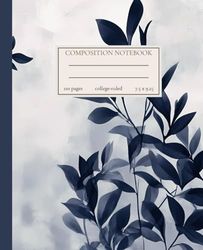 Composition Notebook College Ruled: Vintage Navy Blue Botanical Design | Elegant Journal for School, Office, and Everyday Use