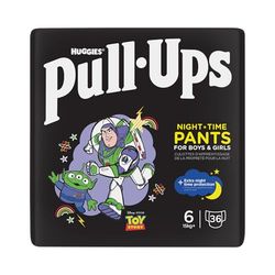 Huggies Pull-Ups, Trainers Night Nappy Pants - Size 6 , 15 kg+ Pull Up Nappies (36 Pants) - Extra Night Time Protection - Support for Consistent Potty Training Routines