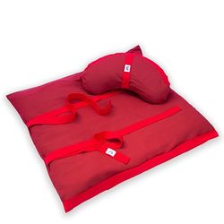Set da Meditazione Monocromatico Blu con Zafu, artigianale sostenibile ecologico (Rosso, Con zafu mezzaluna)