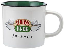 Pyramid International Friends Mug and Keyring Set in Presentation Gift Box (Central Perk Design) 11oz Ceramic Campfire-Style Mug and Woven Key Fob - Official Merchandise