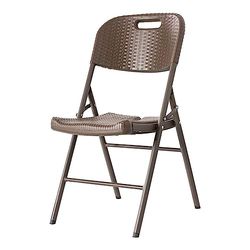 Stalwart DA-HQR53 Folding Rattan Design Chairs Brown Plastic, Set of 4