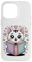 Cute Reading Cat Book Lover Teacher Librarian Bookworm Case for iPhone 14 Pro Max