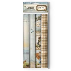 Stamperia - Fabric for Scrapbooking, Albums, Bullet Journalling and More, Polyester, Can be Sewn by Hand or Machine, Suitable for Craft Glue, Perfect for Crafts and Gifting (Hidden Grove) (4 Pack)