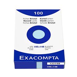 Exacompta Bristol - Cartão de registo, suave, A6, pacote de 100 cartões, suave, azul, A6, pacote de 100 cartões