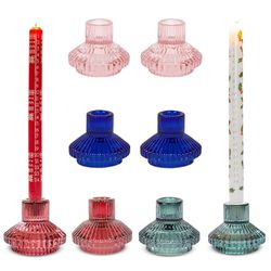Talking Tables 8 x Coloured Glass Candlestick Holders 2 x pink, blue, red, green tealight holders, elegant and beautiful home décor, or summer outdoor table wedding decorations 12cm